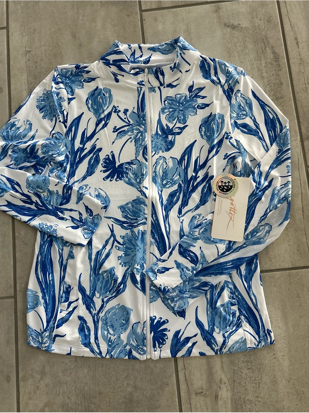 NWT Ladies GOTTEX Blue Tulip Golf/Tennis Shirt-Size Large